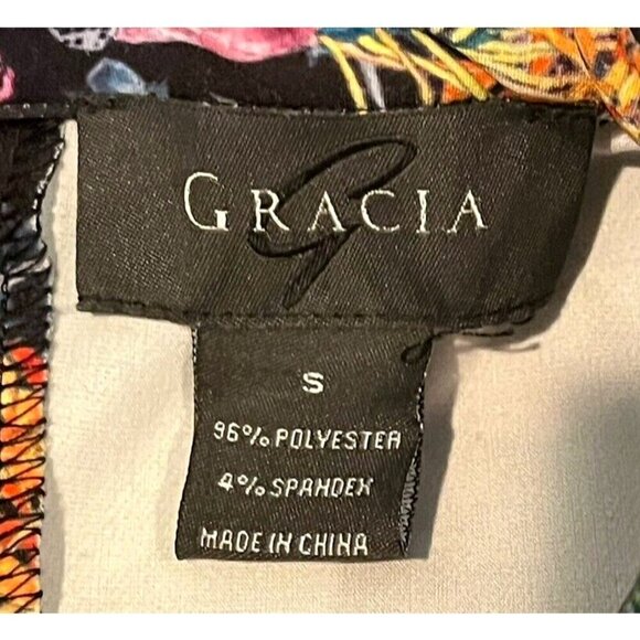 New Gracia Black Floral Print Stretch Sleeveless Polo Tennis Dress - Picture 8 of 8